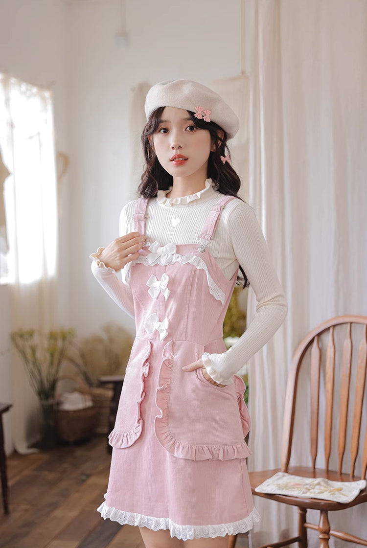 Sweet Little Baker Mini Pinafore Dress (Pink)