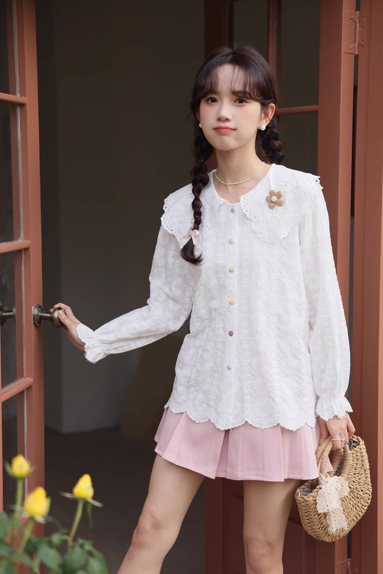 Floral Broderie Blouse (2 Colors)