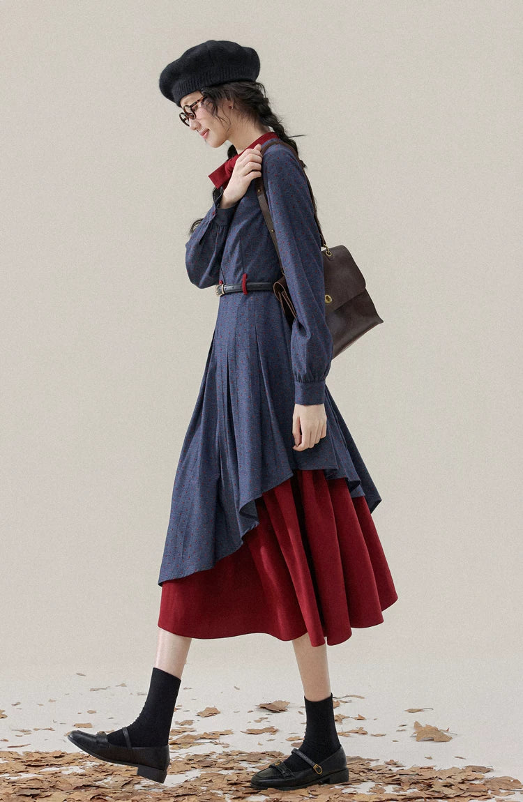 Poison Apple Midi Dress (Blue/Red)