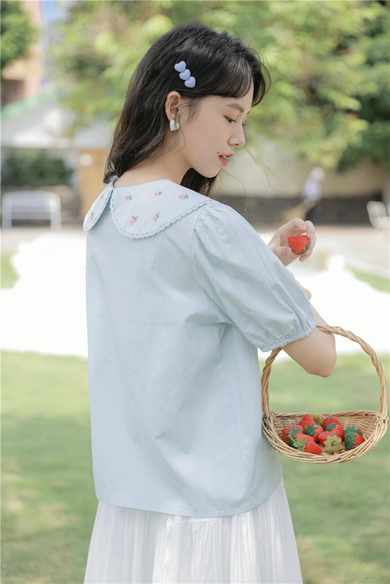 Budding Blossoms Short Sleeve Blouse (2 Colors)