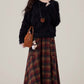Bookshop Plaid Midi Skirt (Red/Khaki)