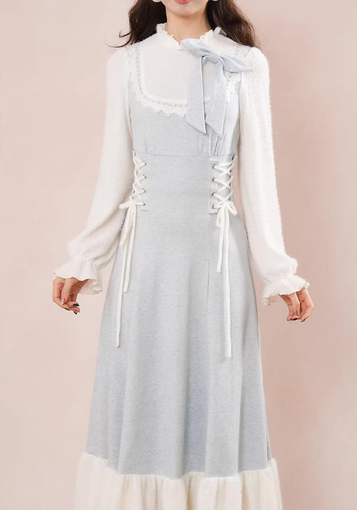 Frozen Twofer Knitted Sweater Dress (Blue/White)