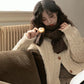 Braided Knit Round Neck Cardigan (Cream)