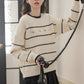 Emily Floral Stripe Sweater (White/Black)