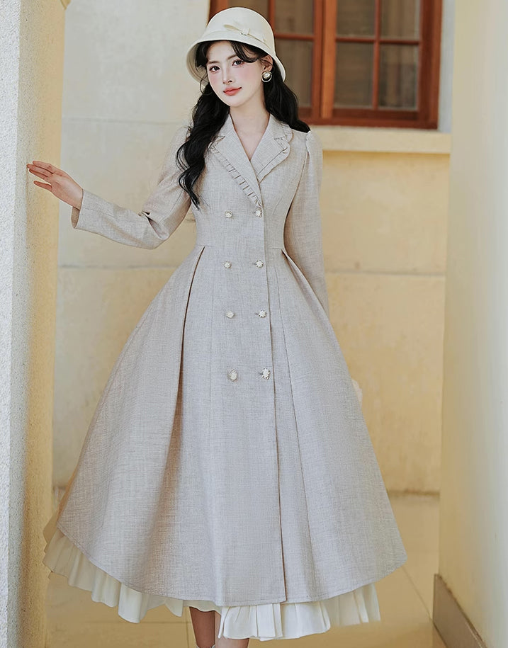 Darling Dearest Midi Dress & Capelet (Light Grey)