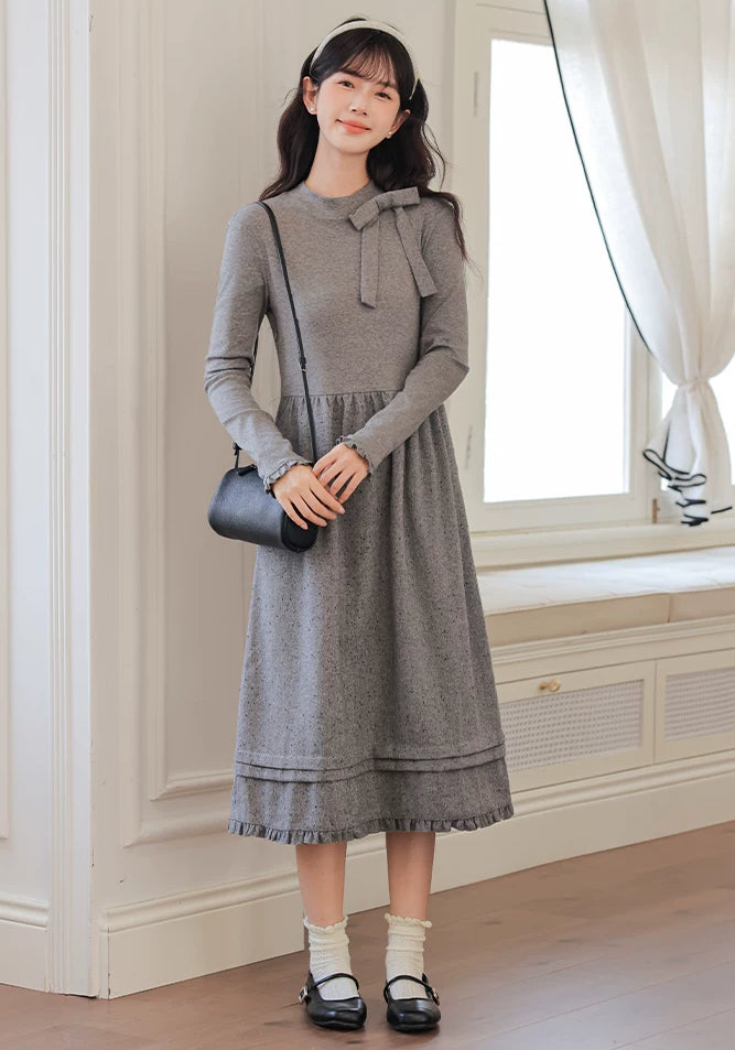 Sesame Sweater Dress & Capelet (Gray)