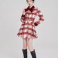 Fuzzy Candy Cane Plaid Mini Dress (Red/White)