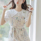 Ditsy Floral Patchwork Apron Dress (White)