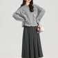 Braided Knit Bows Cardigan (Gray)