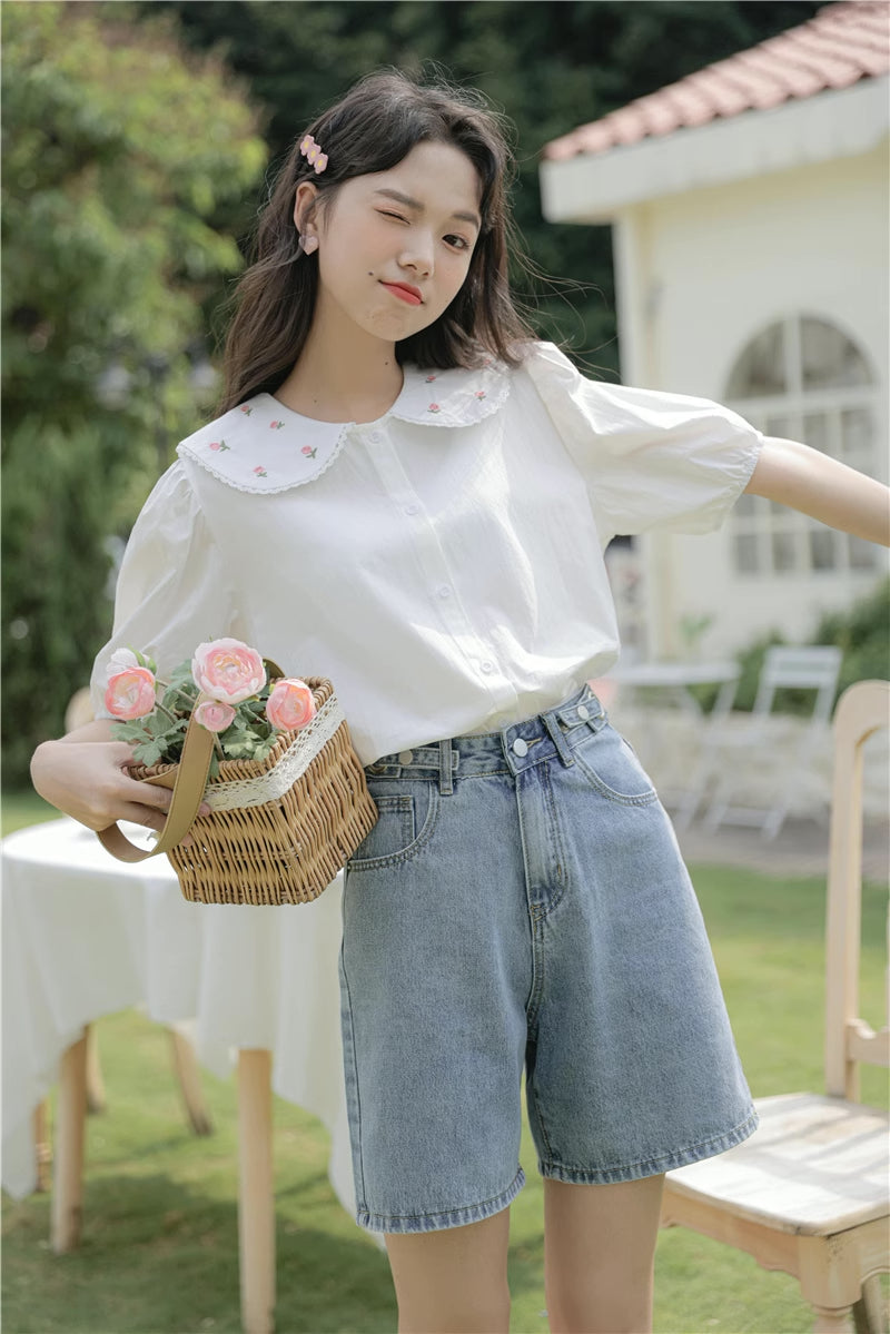 Budding Blossoms Short Sleeve Blouse (2 Colors)