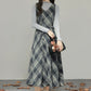 Midnight Plaid Pinafore Midi Dress (Grey)