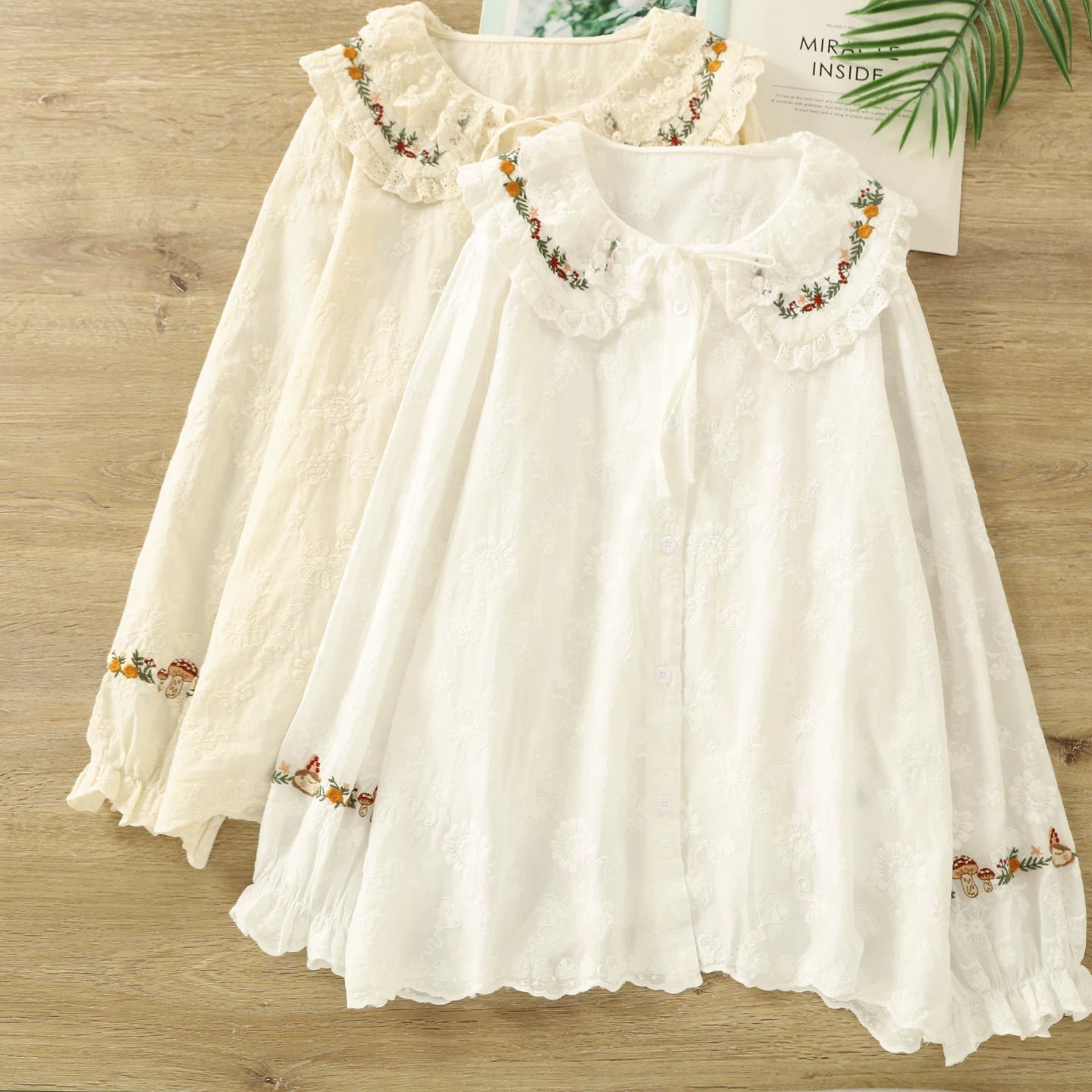 Forest Floor Embroidered Blouse (2 Colors)