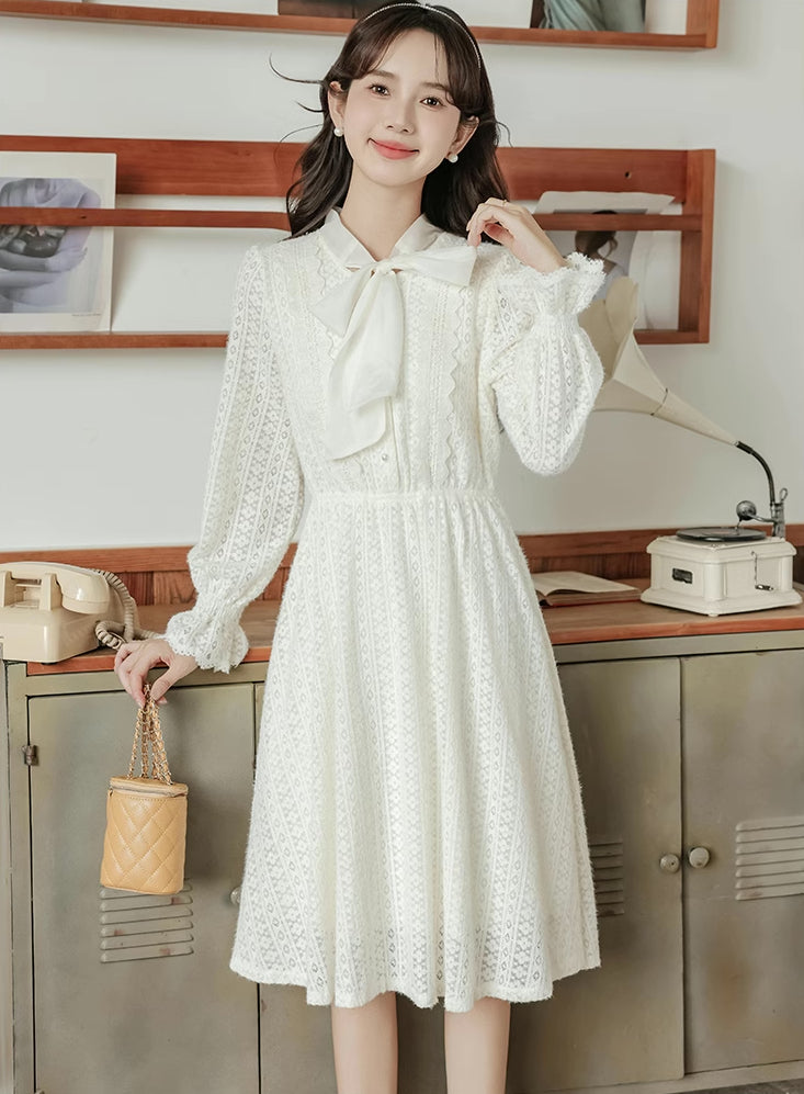 sheer layering dress Sheer Lace Layering Dress (White) S