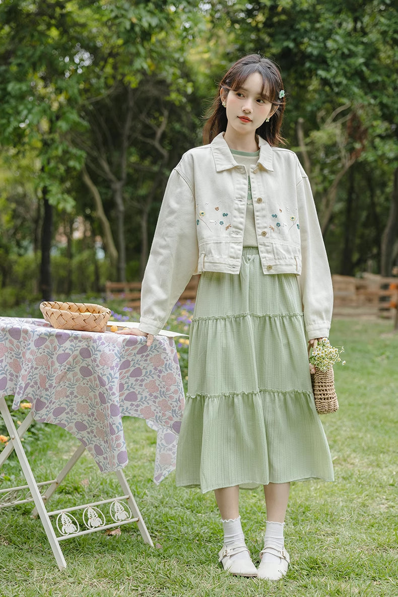 Flowers In The Wind Denim Jacket (Cream)