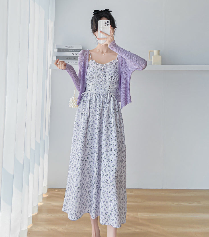 Lavender Haze Lace Up Cami Dress (Purple)