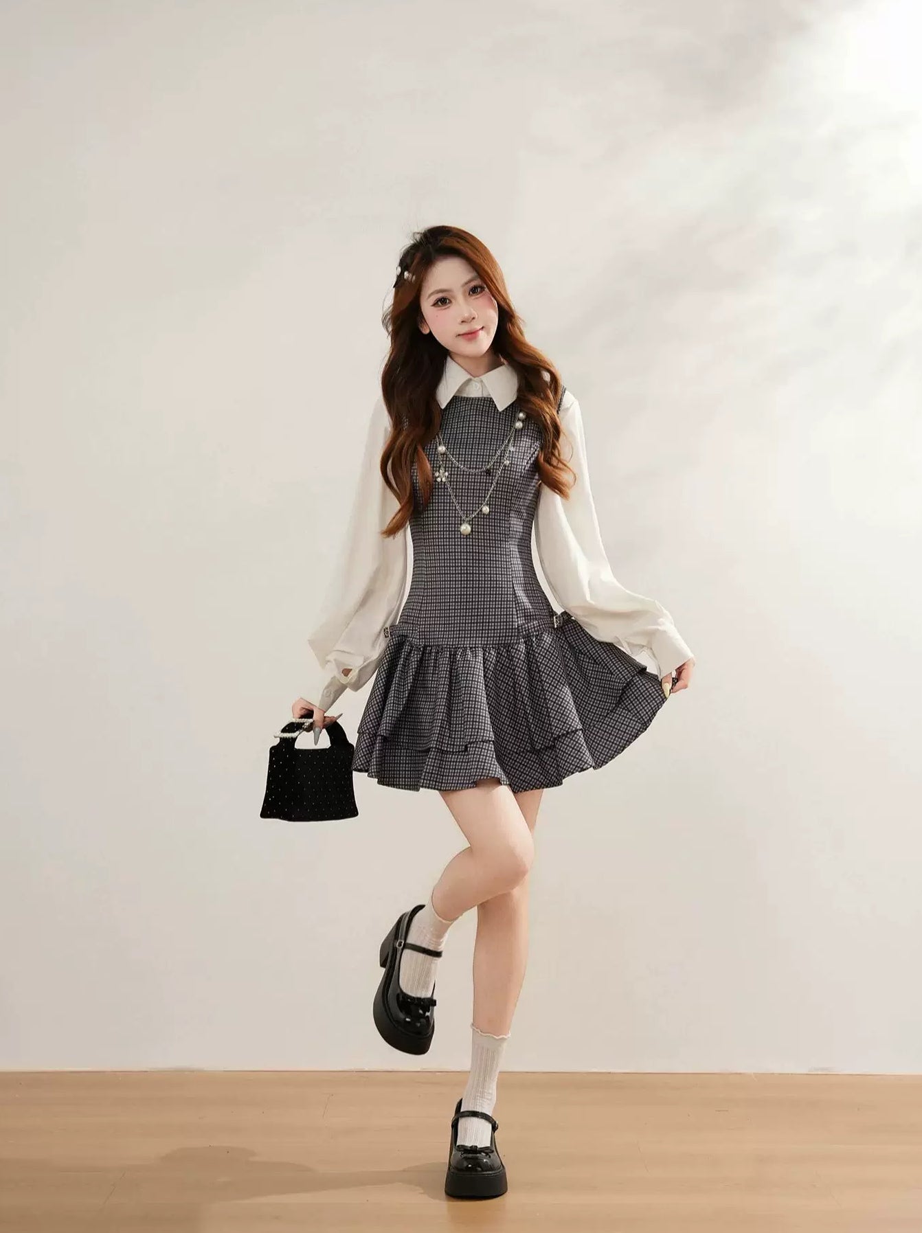 Prep Plaid Mini Dress & Blouse (2 Colors)