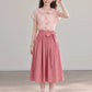 Polka Dot Bow Twofer Midi Dress (Pink)
