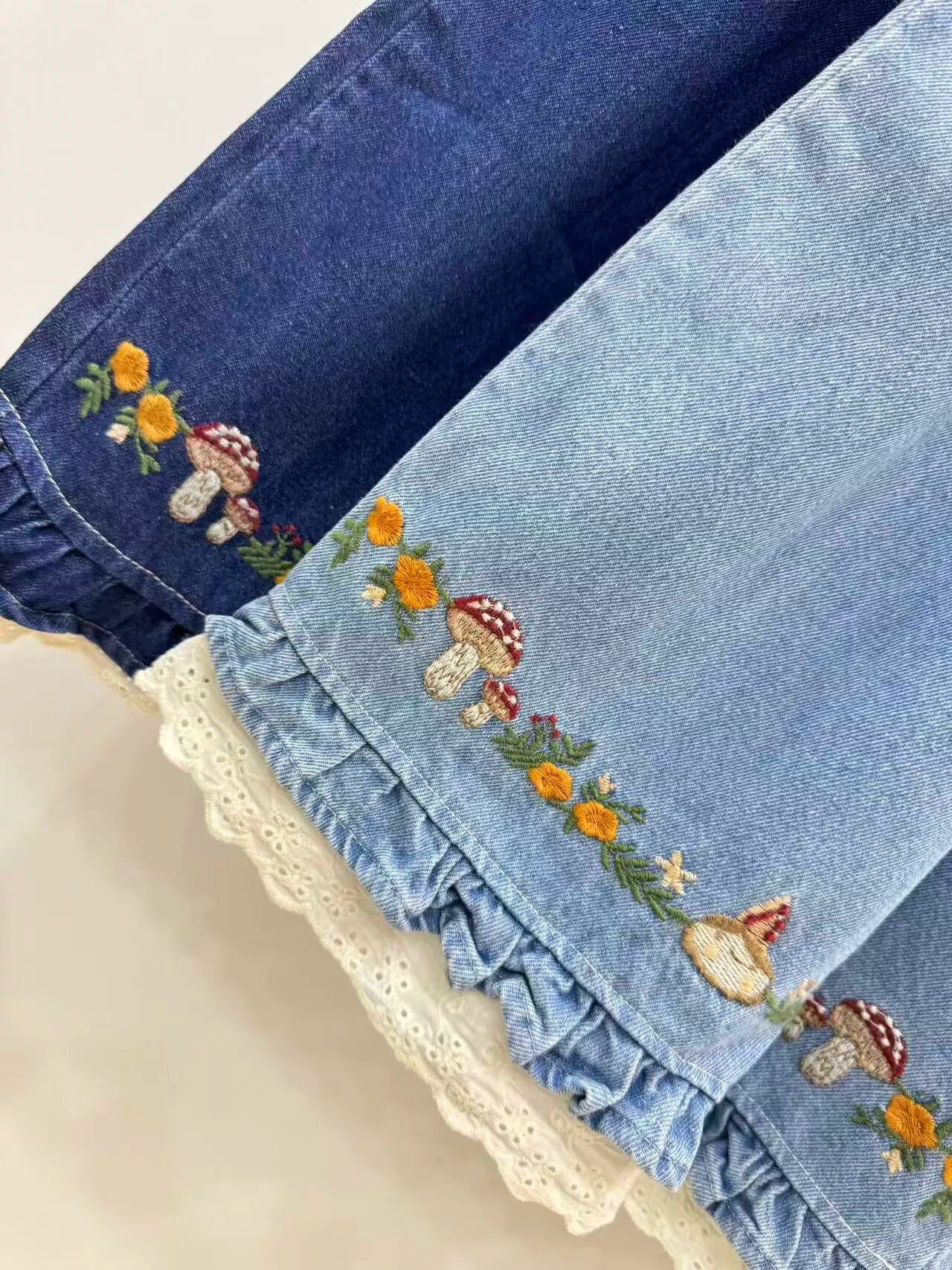 Forest Floor Embroidered Denim Pants (2 Colors) Dark Denim Forest Floor Embroidered Denim Pants (2 Colors) Dark Denim