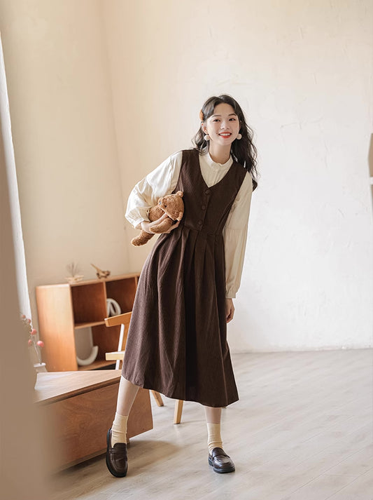 Basic Corduroy Pinafore (Brown)