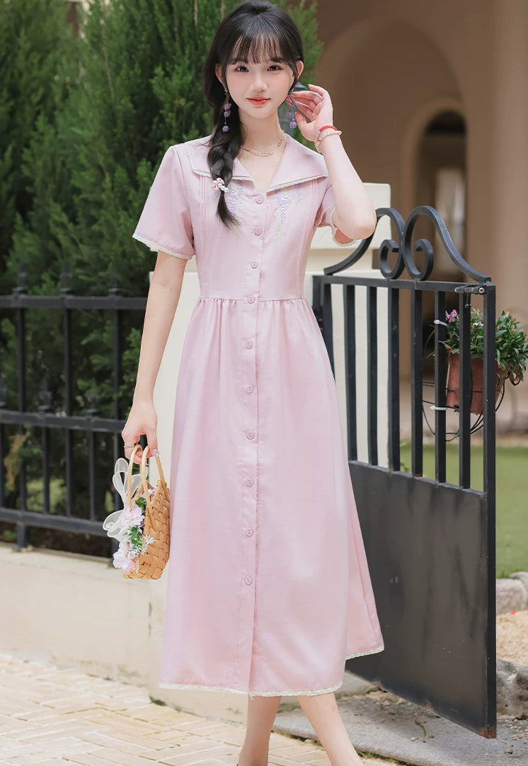 Wisteria Midi Shirt Dress (Lilac)