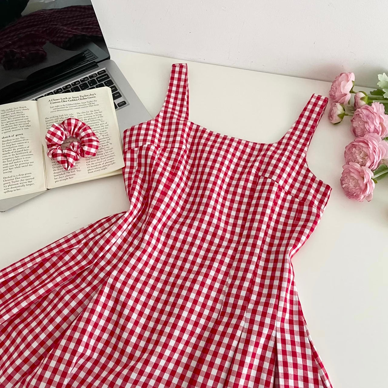 Candy Shop Gingham Mini Dress (Red)