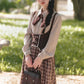 Mocca Plaid Suspender Skirt (Brown)
