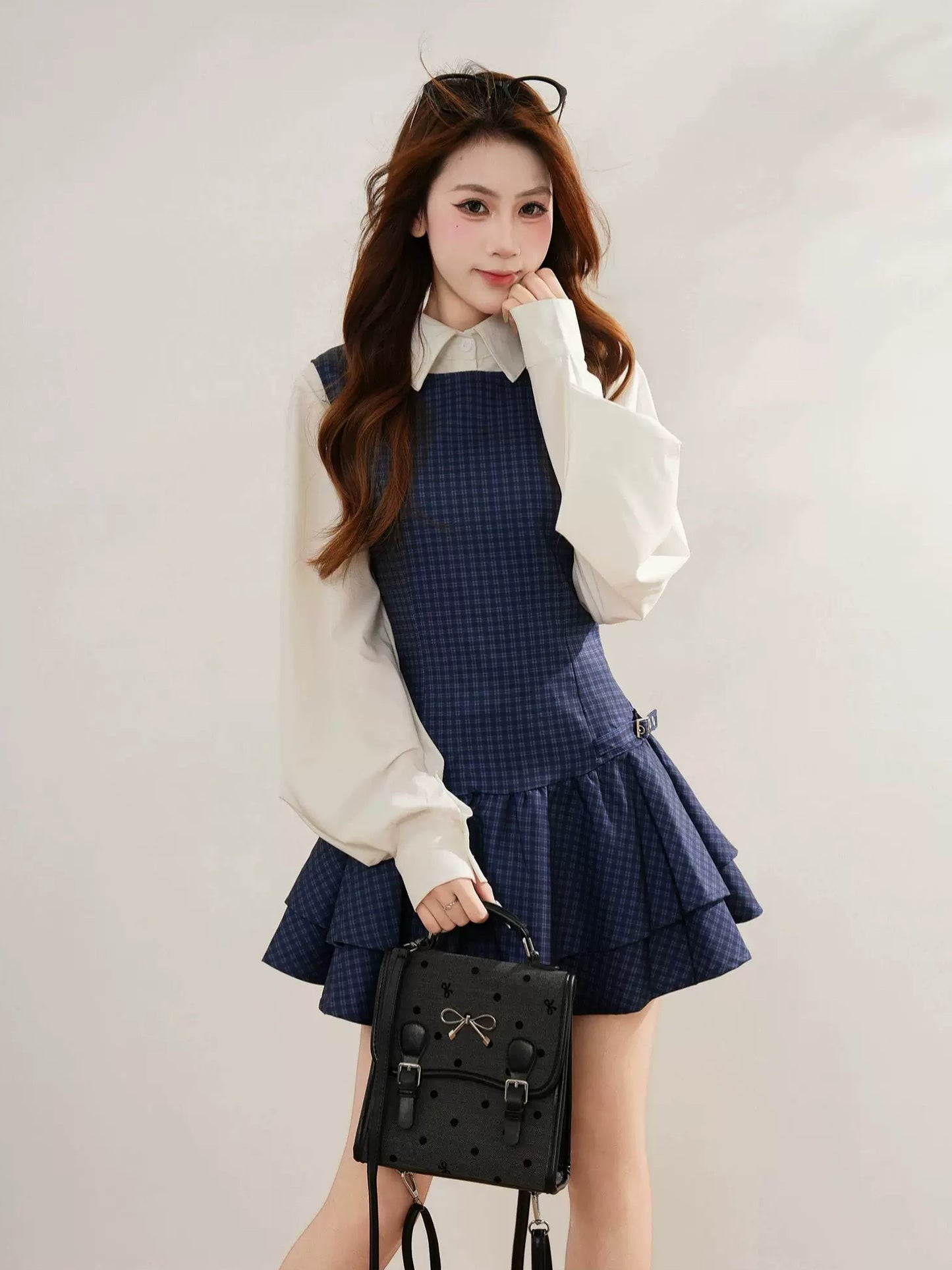 Prep Plaid Mini Dress & Blouse (2 Colors)
