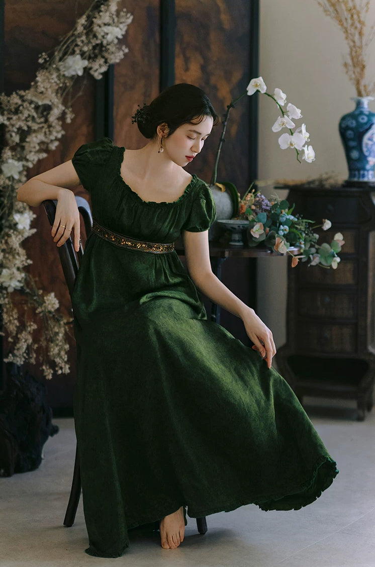 Ivy Regency Maxi Dress (Deep Olive)