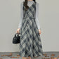 Midnight Plaid Pinafore Midi Dress (Grey)