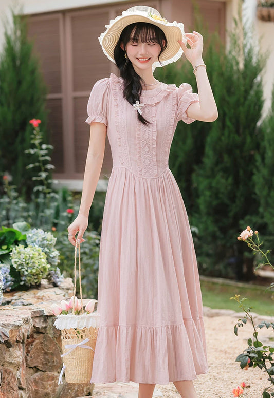 Blossom Tea Midi Dress (Pink)