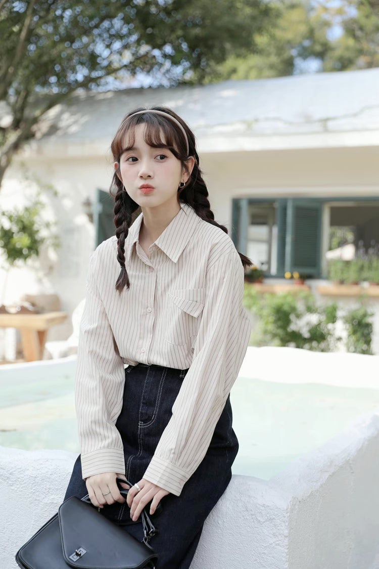 Boyfriend Stripe Button Up Shirt (2 Colors)