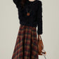 Bookshop Plaid Midi Skirt (Red/Khaki)