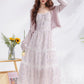 Iris Floral Lace Midi Cami Dress & Cardigan (Purple)