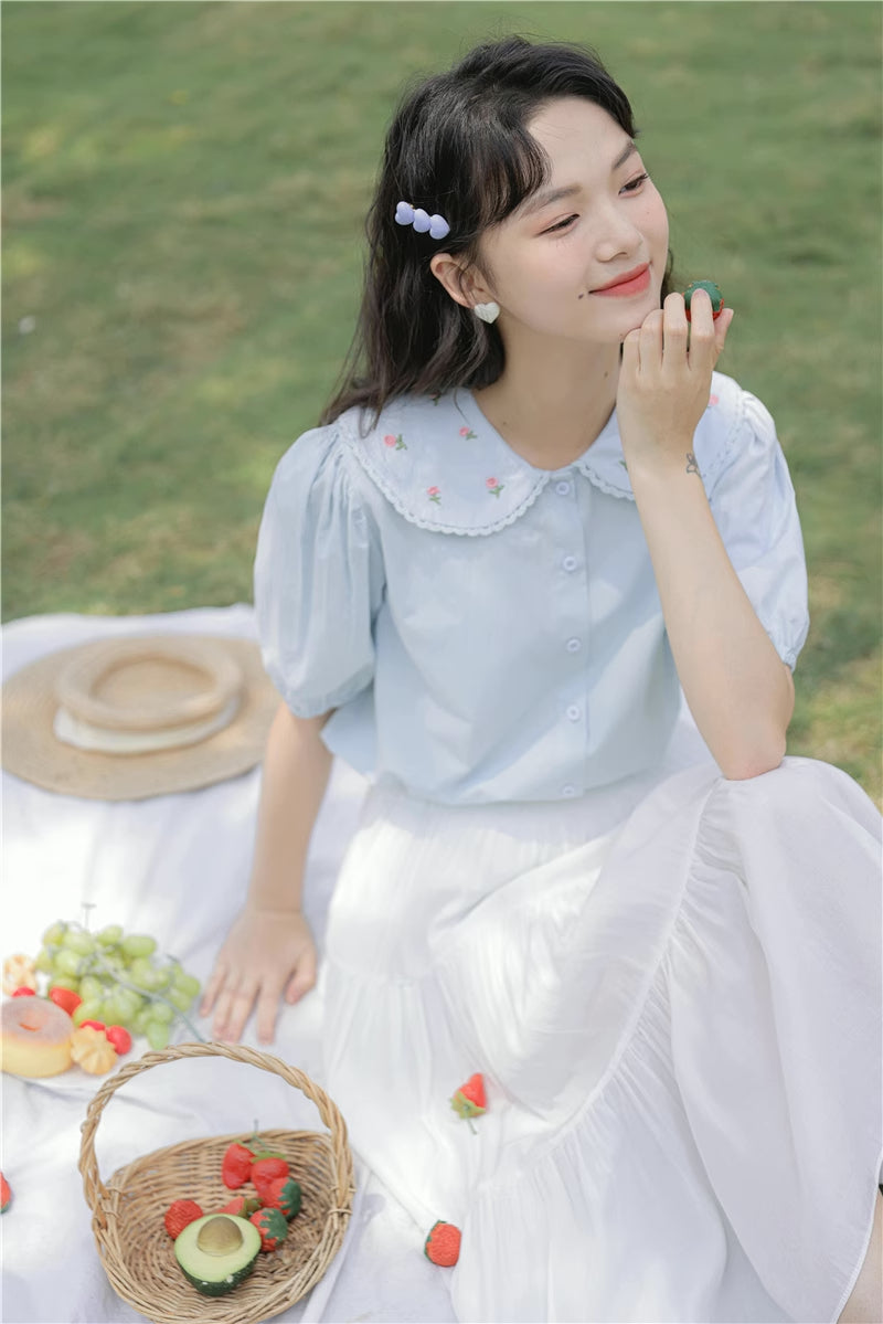 Budding Blossoms Short Sleeve Blouse (2 Colors)