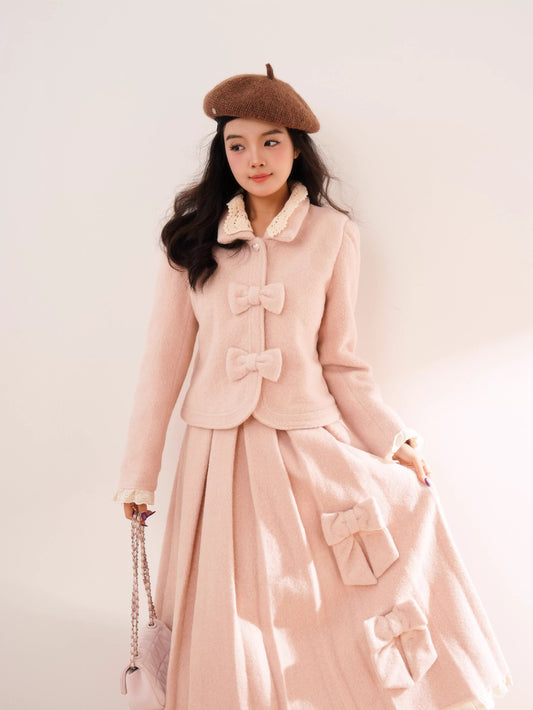 Sweet Bow Jacket & Skirt Set (Pink)