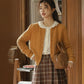 Round Neck Knitted Cardigan (Pumpkin Mustard)