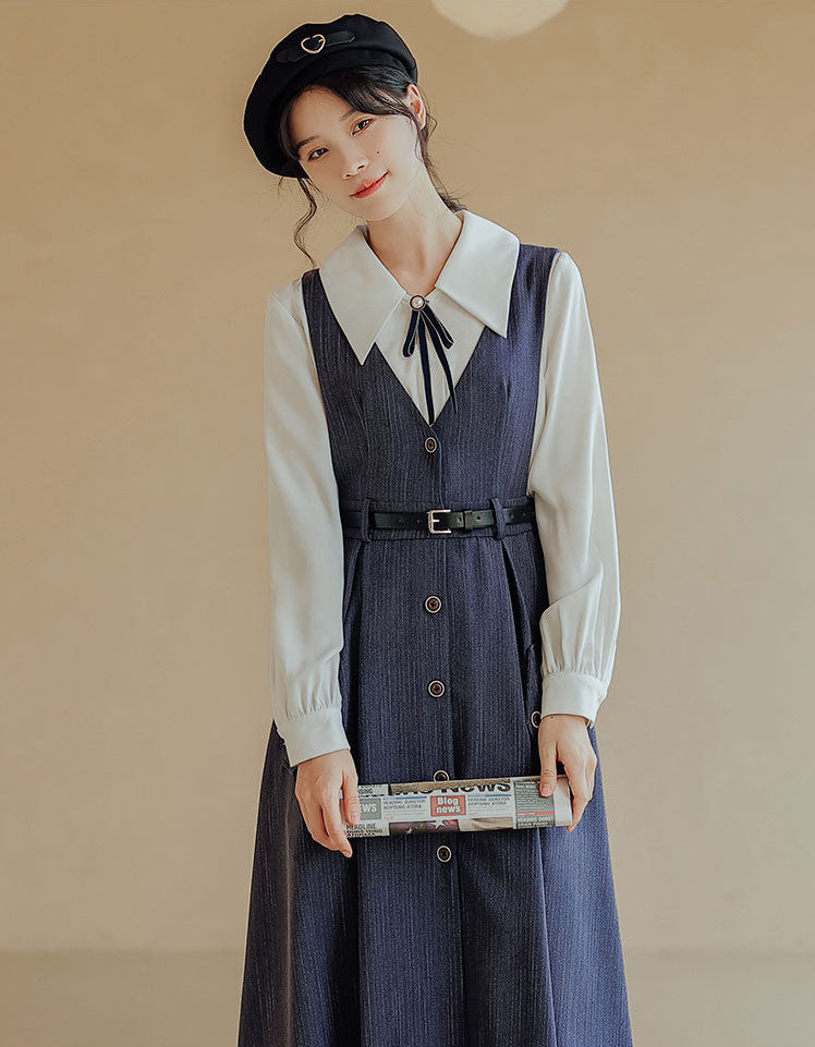 Traveller's Pinstripe Pinafore Set (3 Colors)