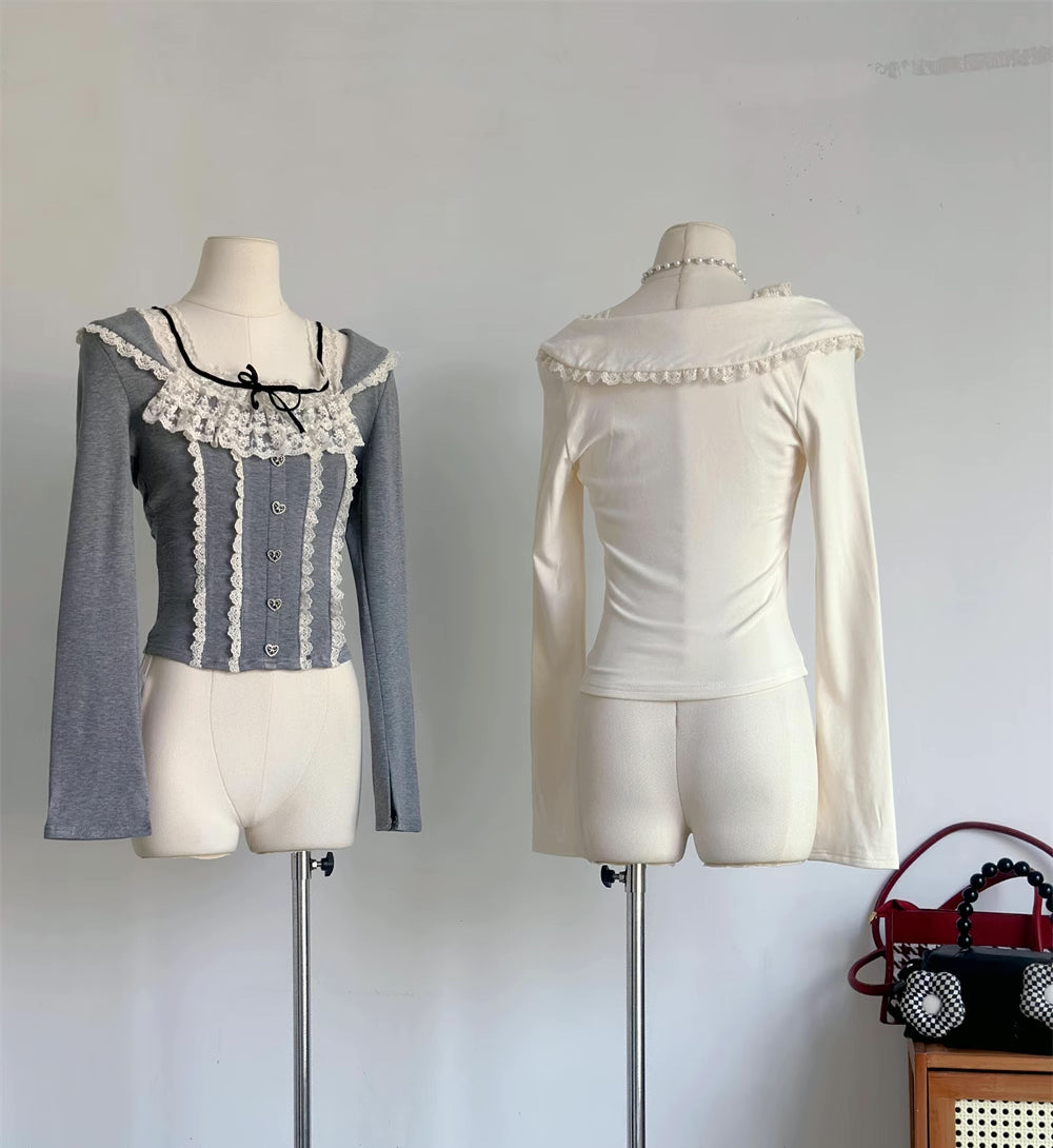 Ballet Lace Knitted Shirt (2 Colors)