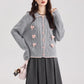 Braided Knit Bows Cardigan (Gray)