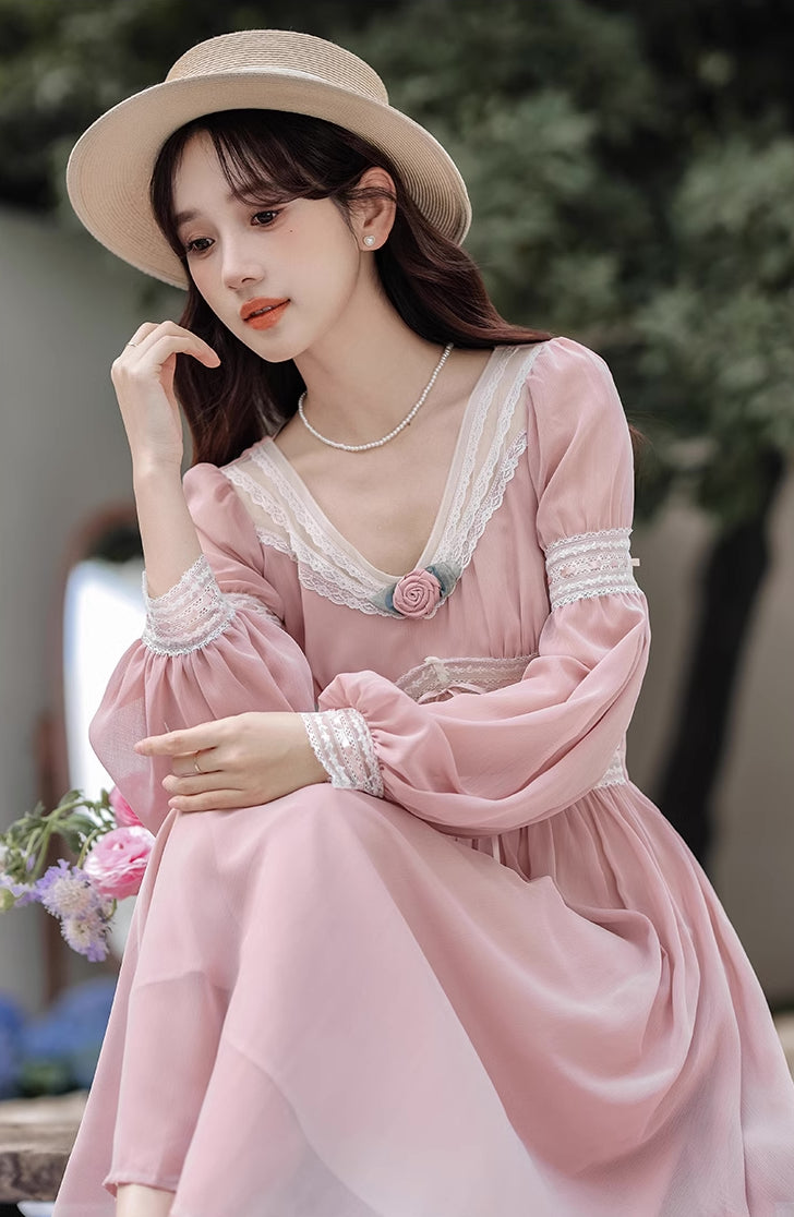 Rose Fairy Midi Dress (Pink)