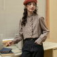 Gingham Plaid Ruffle Blouse (Coffee)
