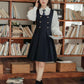 Double Breasted Mini Pinafore Set (Navy)