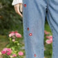 Popping Daisy Embroidered Jeans (Dark Denim)