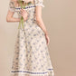 Porcelain Rose Lace Up Midi Dress (White/Blue)