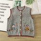 Garden Sisters Embroidered Button Vest (4 Colors)