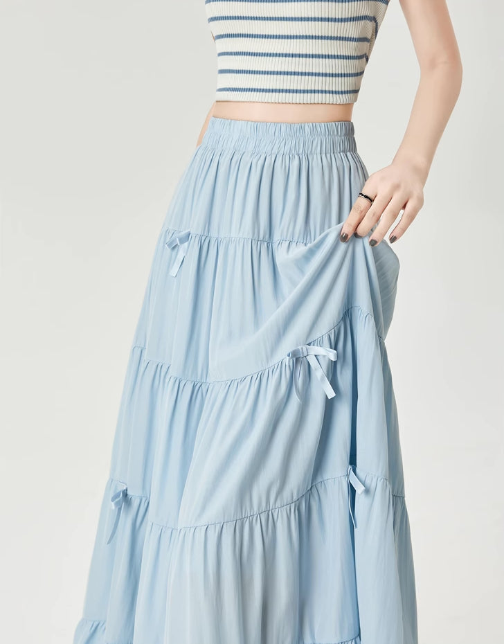 Tiered Bows Midi Skirt (5 Colors)