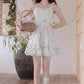 Sweet Floral Mini Dress (White/Purple)