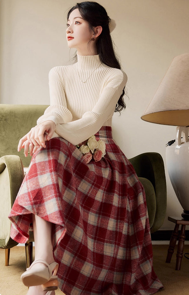 Toasted Plaid Midi Skirt (2 Colors)