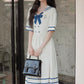Sailor Girl Midi Dress (White/Blue)