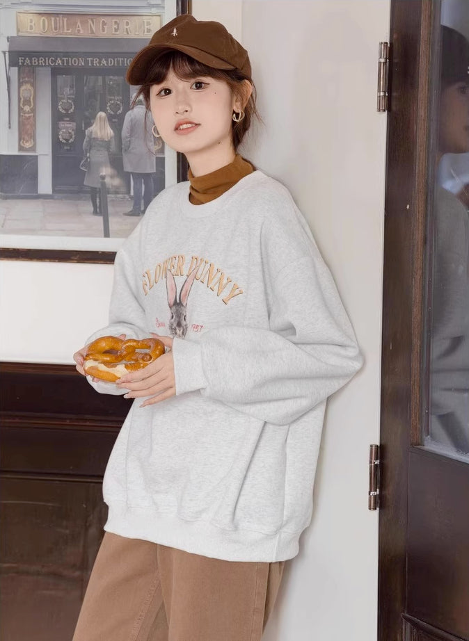 Flower Bunny Sweatshirt (Heather Gray)